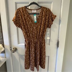 French Grey Earthy Brown Floral Dress